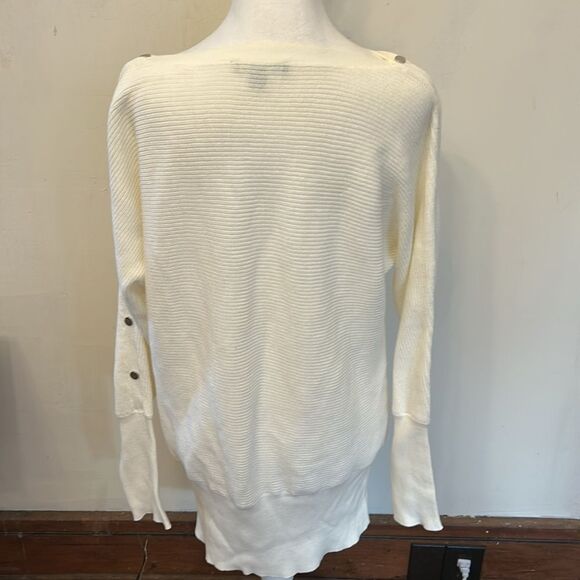 INC International Concepts washed white long sleeve tunic sweater Size L New - Picture 6 of 11
